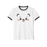 Kawaii Bear Face Cotton Ringer T-Shirt | Blush Bear Ringer Tee