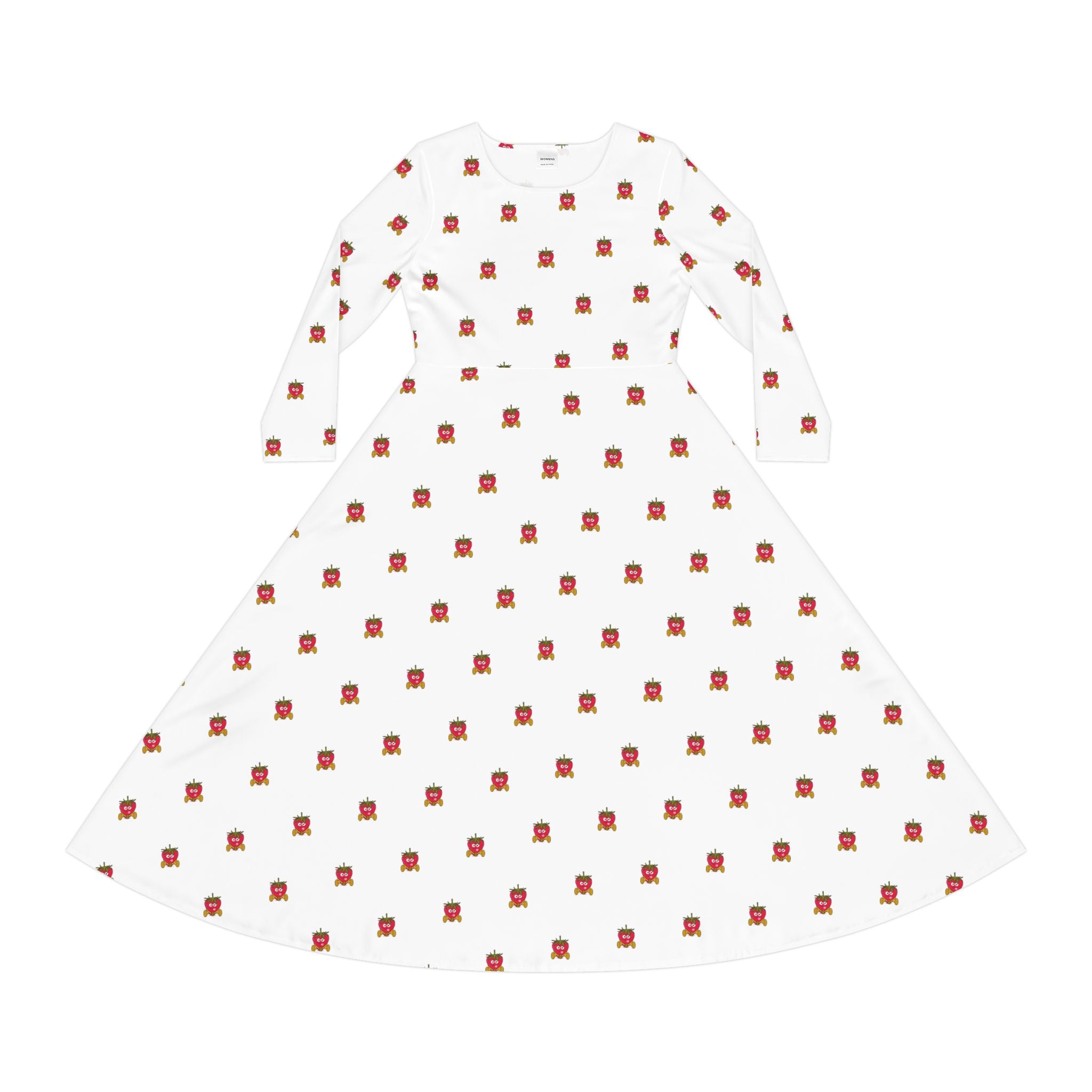 Strawberry Dance Dress, Cute Fruit Pattern Dance Costume, Women's Long Sleeve Dance Outfit, Red Berry Ballet Dress, Dancewear for Girls