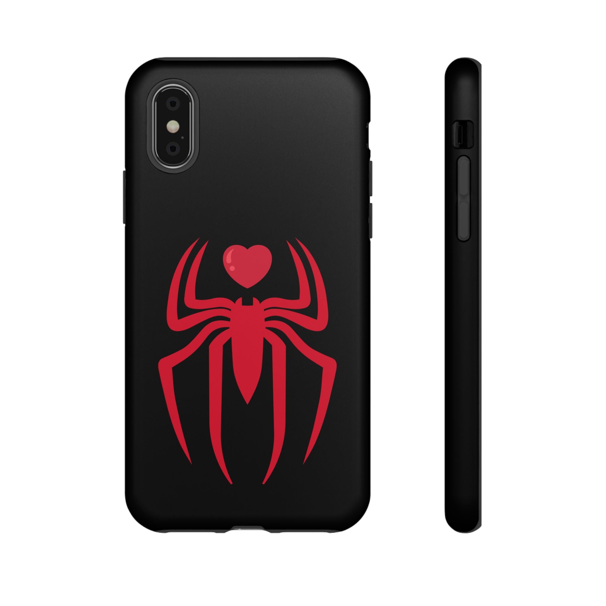 Red Spider Heart Tough iPhone Cases, Spiderweb iPhone Cover, Gothic Phone Accessories, Halloween Gift, Creepy Arachnid iPhone Protectors