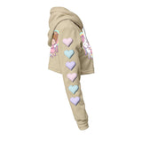 Kawaii Heaven Cute Unicorn and Girl Cropped Hoodie - Pastel Women's Fleece Hoodie