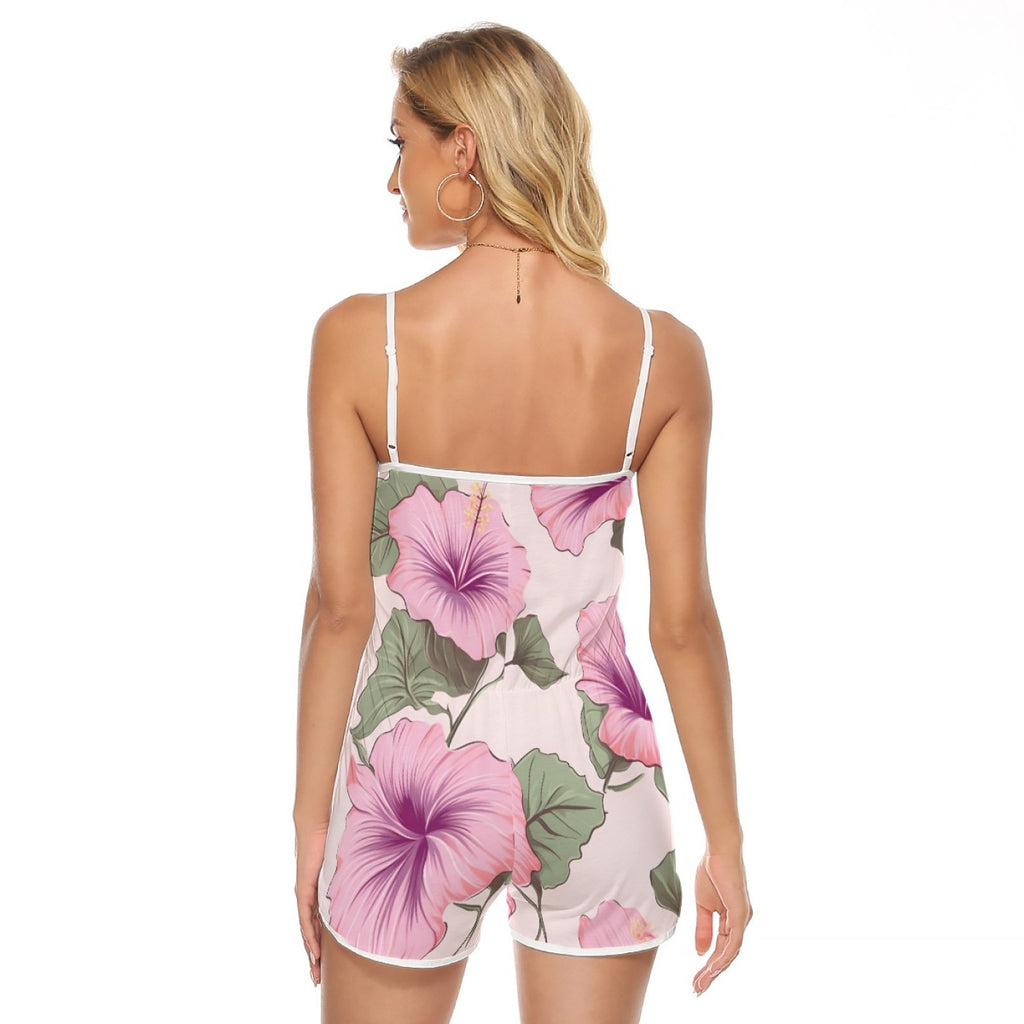 Floral Romper – Pink Hibiscus Backless Summer Playsuit