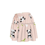 Kawaii Heaven Women's Panda Print Ruffled Mini Skirt, A-Line High Waist Skater Skirt