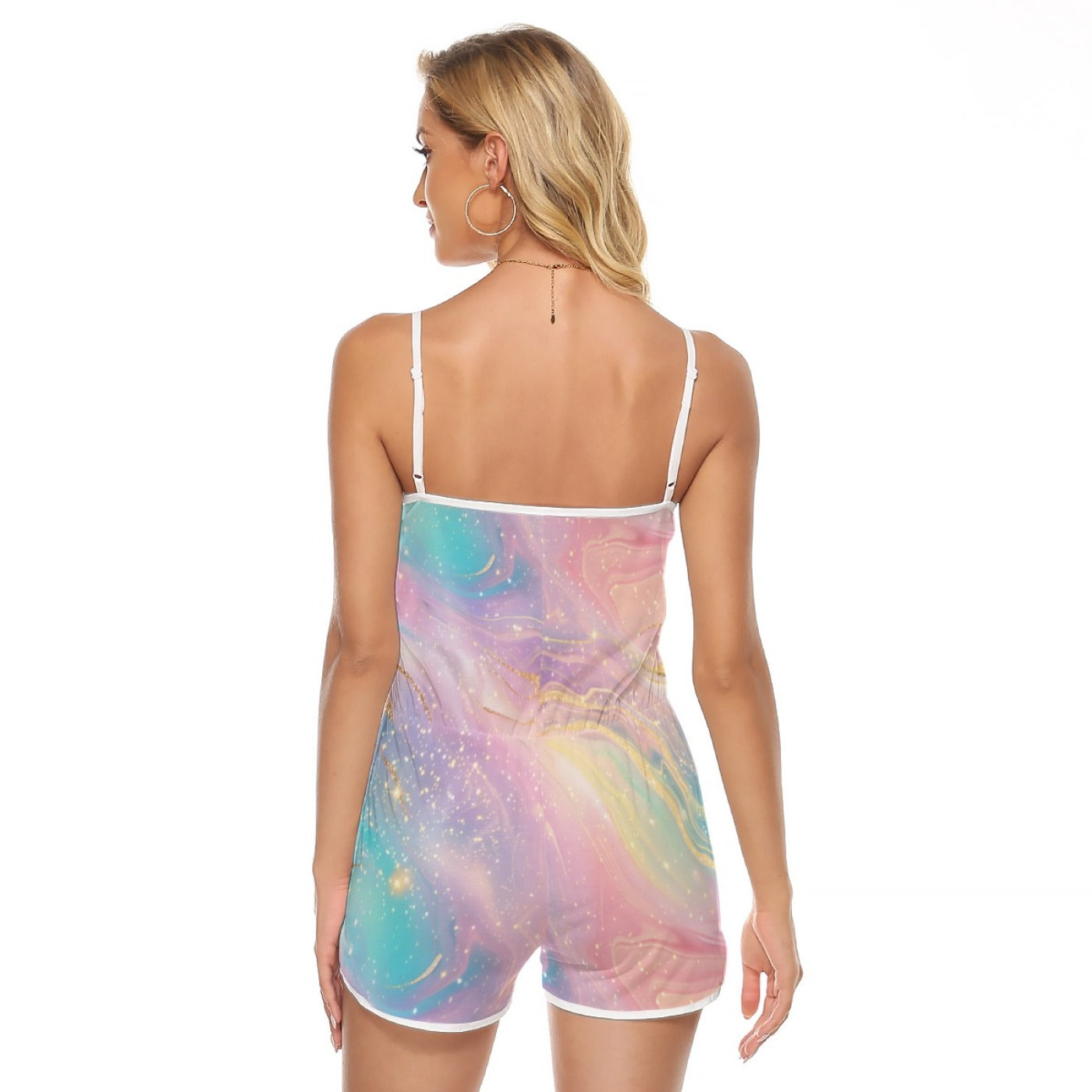 Pastel Galaxy Romper – Backless Summer Lounge Playsuit