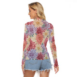 Floral Jesus Mesh Long Sleeve – Sheer Artistic Top with Spiritual Artwork