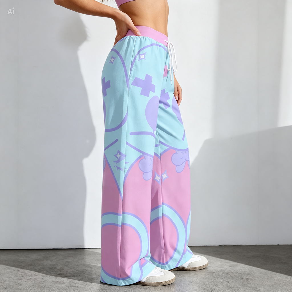 Pastel Gamer Wide-Leg Pants | 290GSM