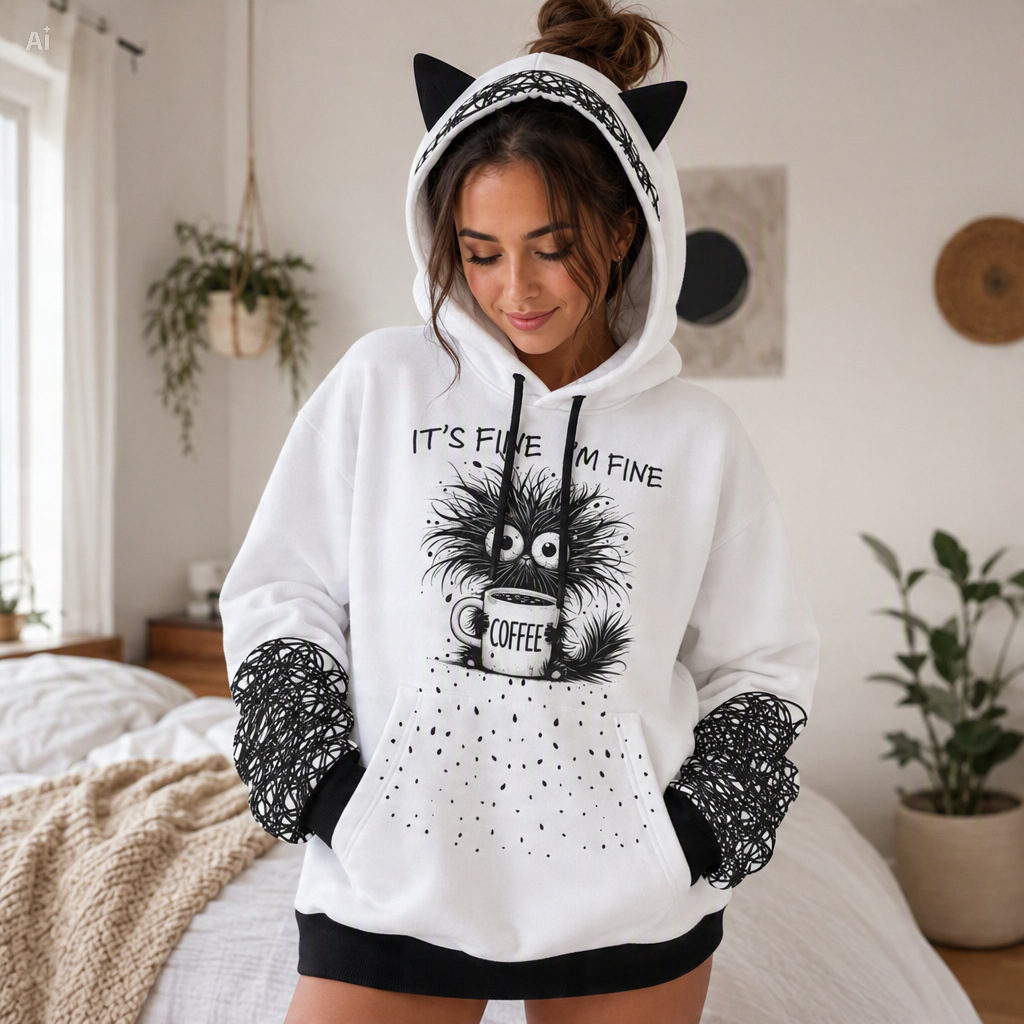 It’s Fine Coffee Cat Ear Hoodie