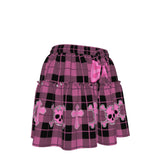 Pink Plaid Ruffle Mini Skirt – Gothic Skull Aesthetic Skater Skirt