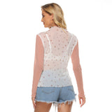 Women's Cute Bunny and Star Print Sheer Mesh Long Sleeve T-Shirt - Sexy & Breathable Design
