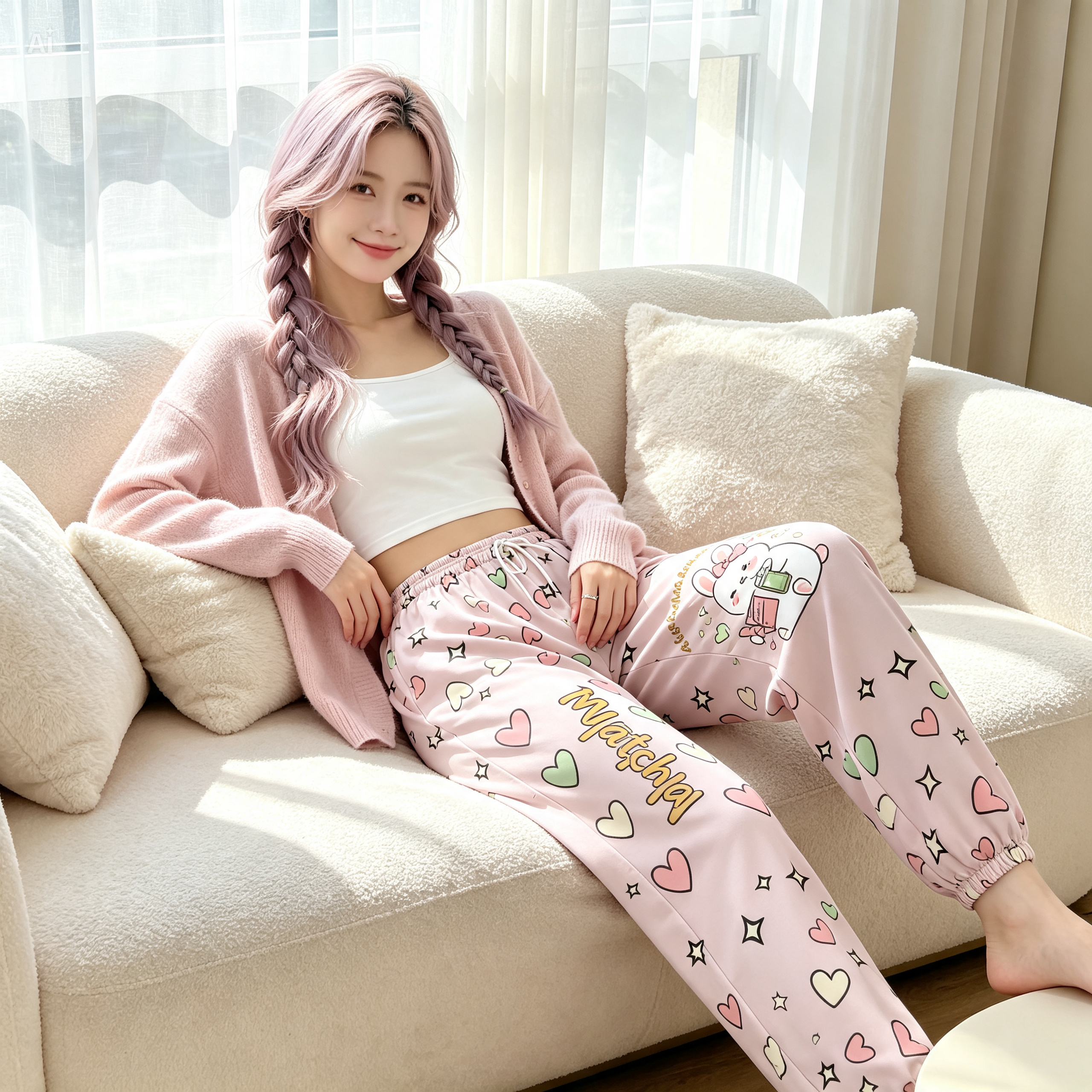 Iced Matcha Bunny Plush Pajama Pants