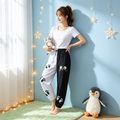 Black Cat Paw Fleece Joggers – Kawaii Black and White Lounge Pants