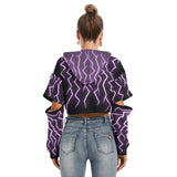 Kawaii Heaven Women's Cropped Fleece Hoodie with Hollow Sleeves, Warm FUR-Lined Fashion Top