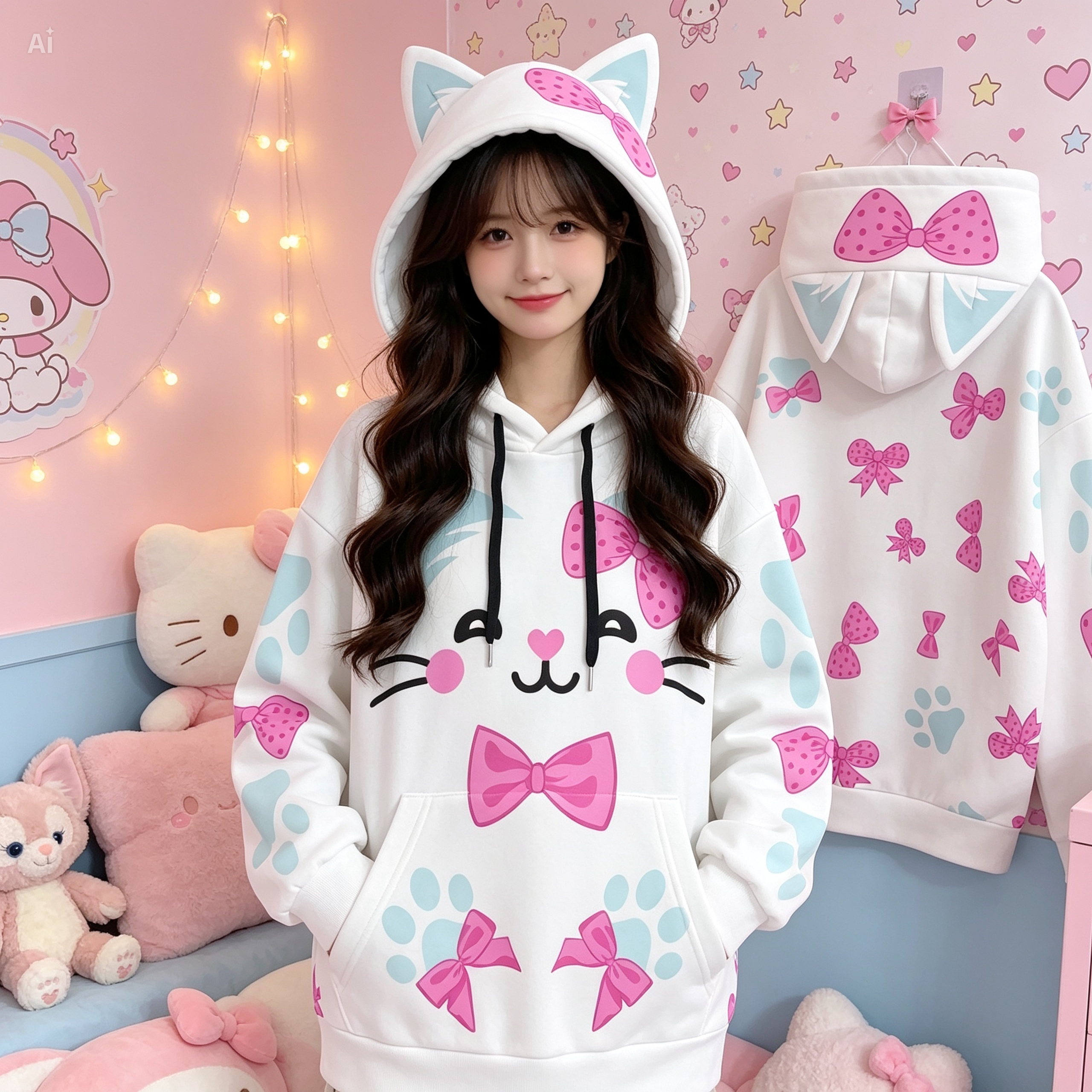 Kawaii Cat Ear Hoodie – Cute Pastel Kitty Hoodie