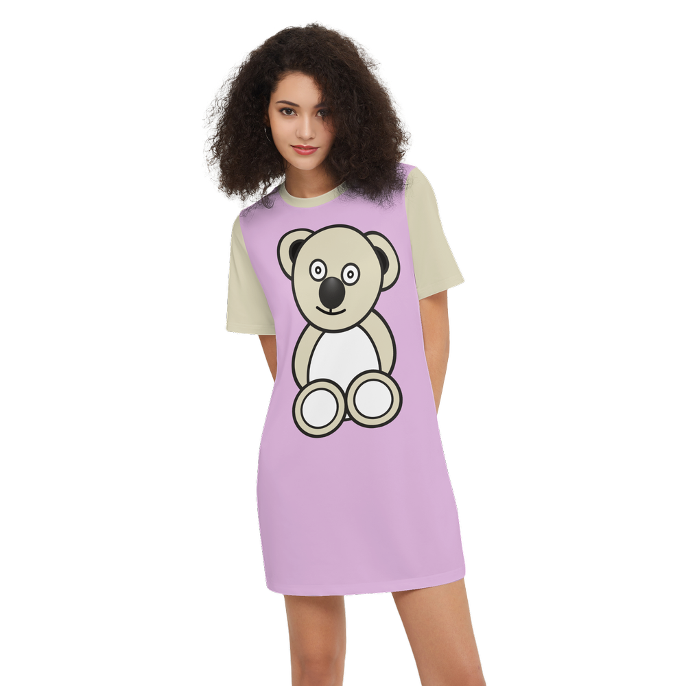 Cute Bear Short-Sleeve T-Shirt Dress-Heavyweight 225g