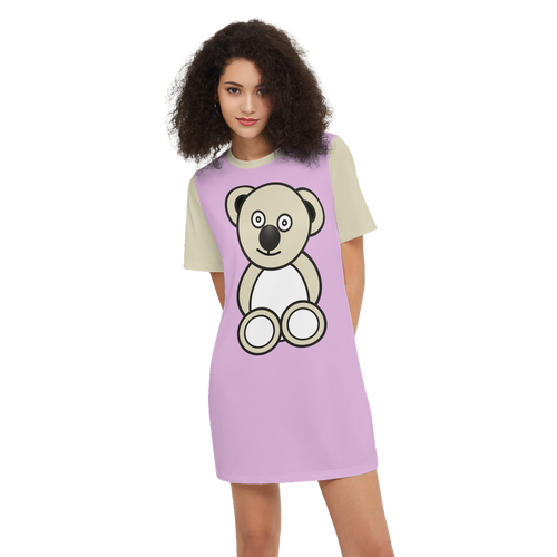 Cute Bear Short-Sleeve T-Shirt Dress-Heavyweight 225g