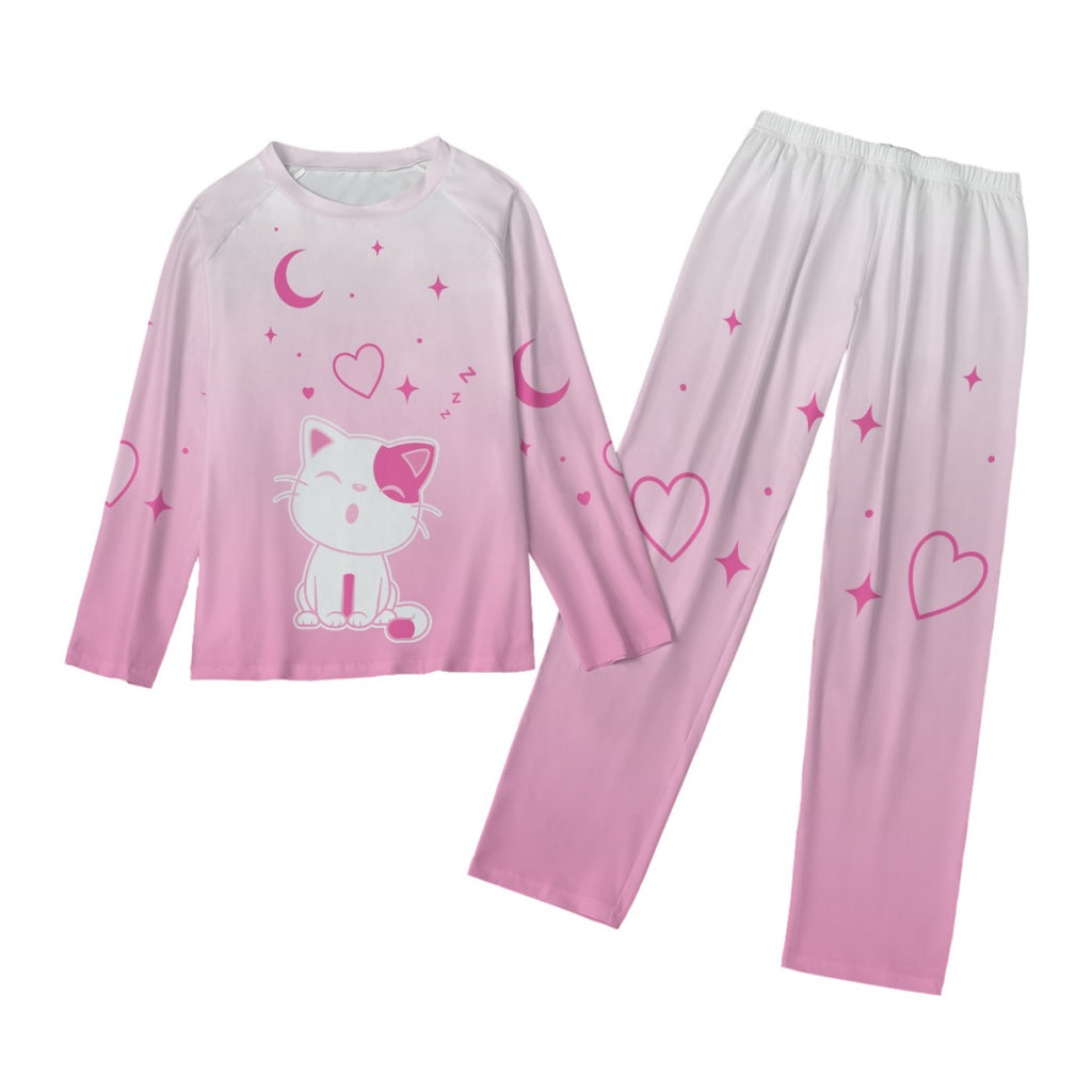 Pink Sleepy Cat Pajama Set