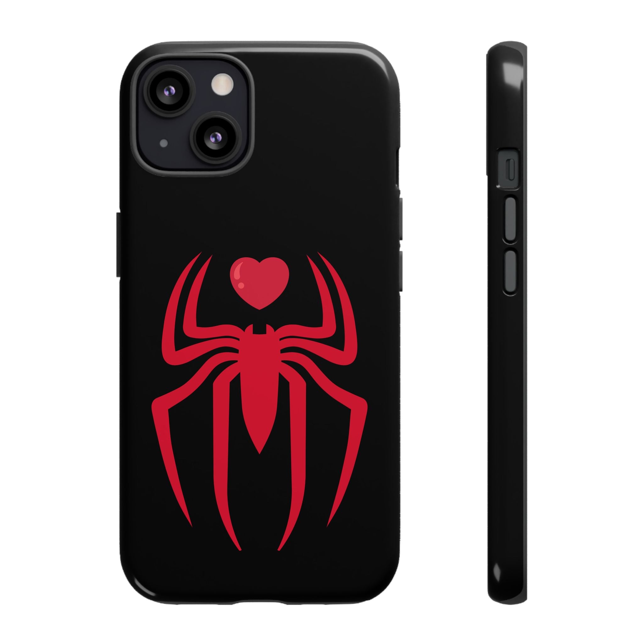 Red Spider Heart Tough iPhone Cases, Spiderweb iPhone Cover, Gothic Phone Accessories, Halloween Gift, Creepy Arachnid iPhone Protectors