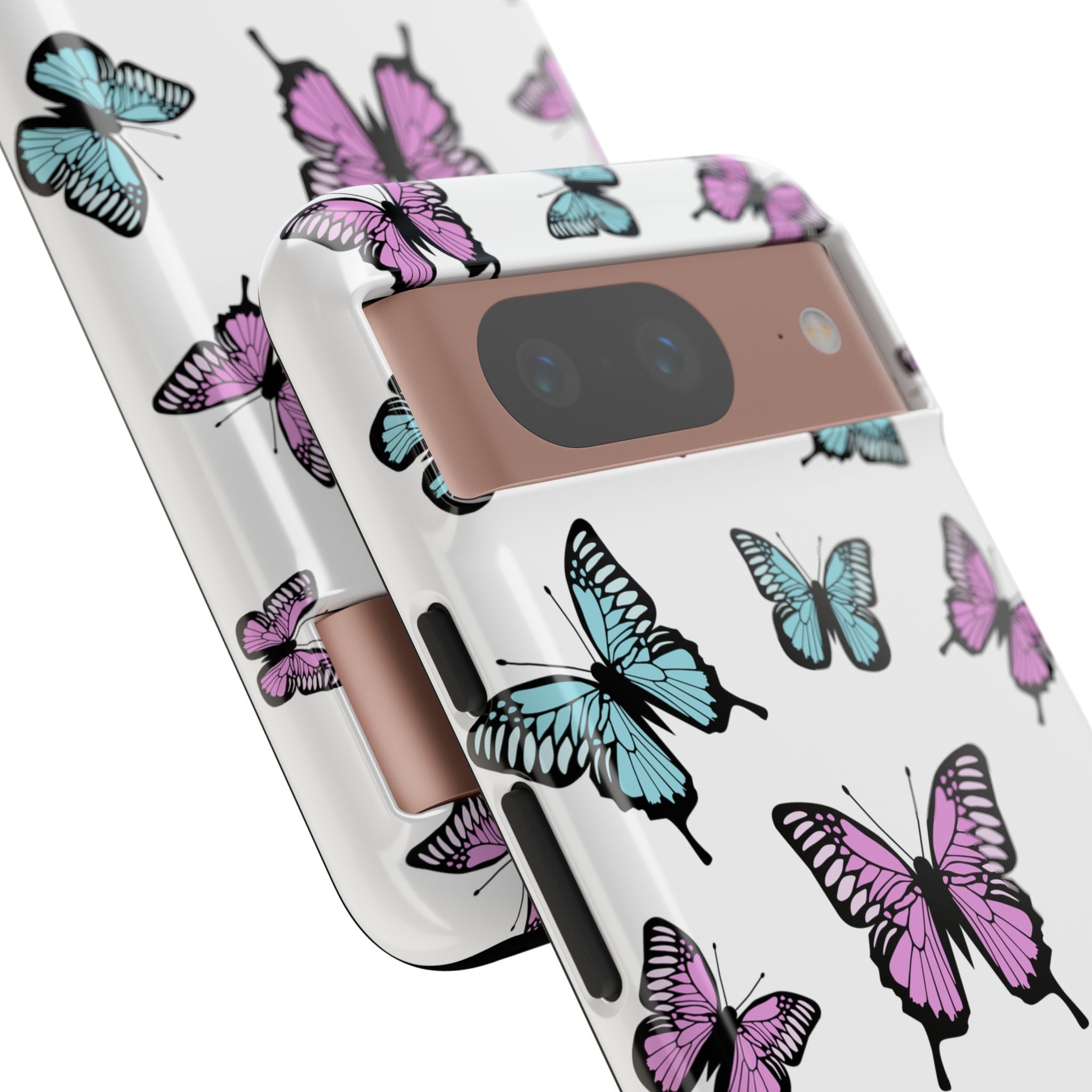 Butterfly Pattern White Background Phone Cases, Protective Cover, Strong Cases, Impact Resistant, Floral Design, Unique Gifts