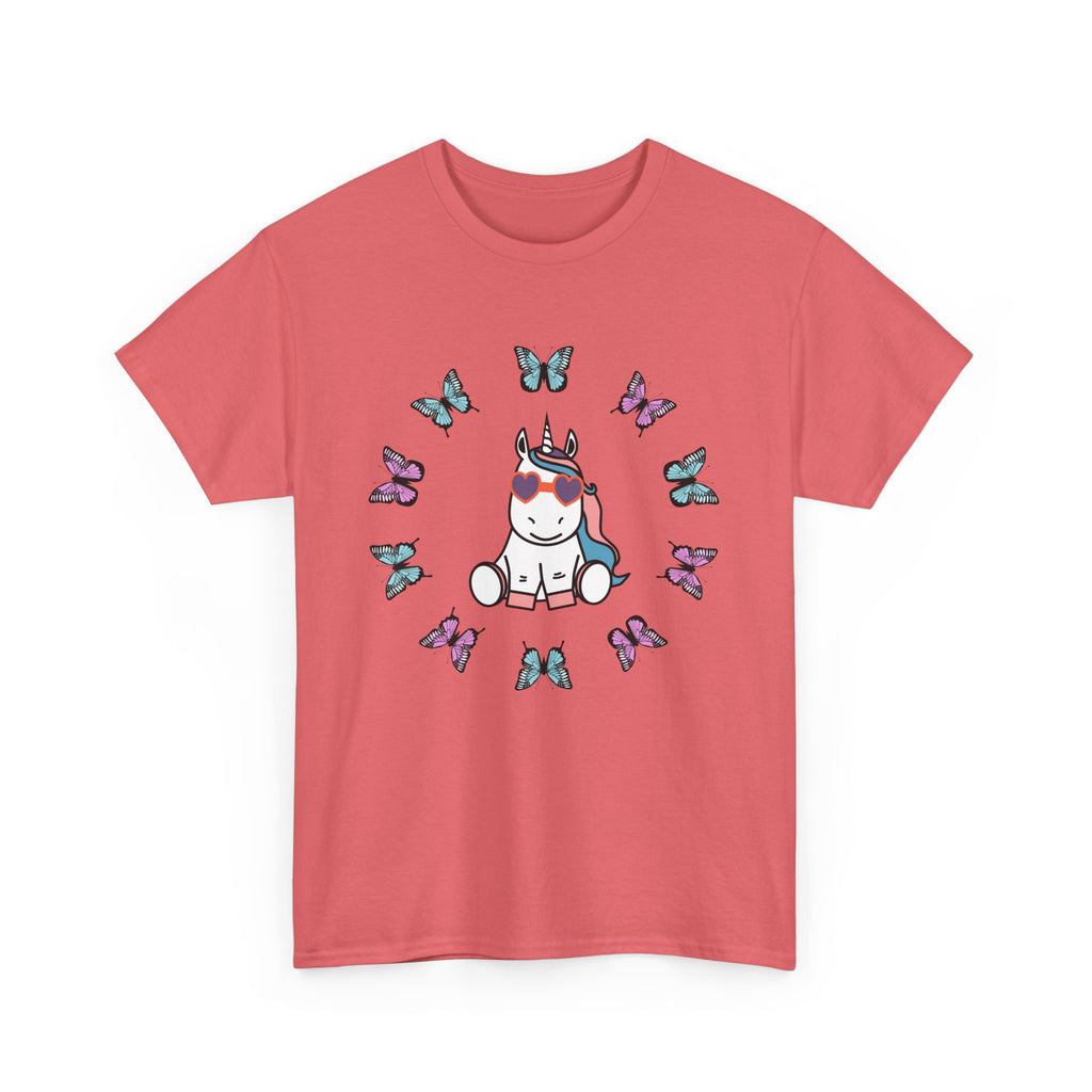 Kawaii Unicorn Butterflies Tee, Unicorn Lover Shirt, Cute Magical Animal Top, Fantasy Graphic Tee, Animal Lover Gift, Casual Cotton T-Shirt