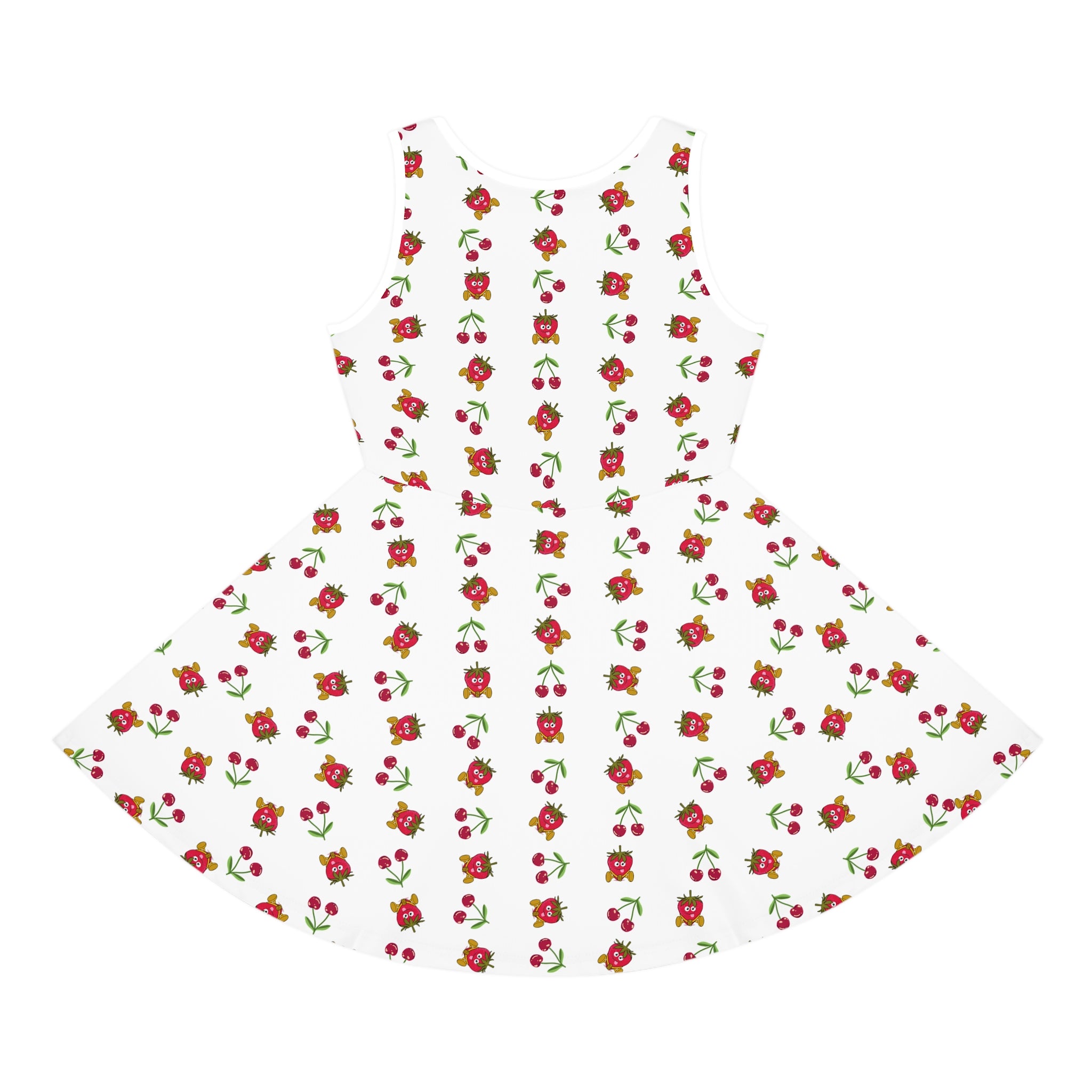 Strawberries Cherries Sundress, Girls Dress, Summer Fruit Print, Sleeveless Kids Outfit, Red Berry Toddler Clothing, Birthday Gift