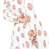 Kawaii Chicken Pattern Women's Long Sleeve Dress