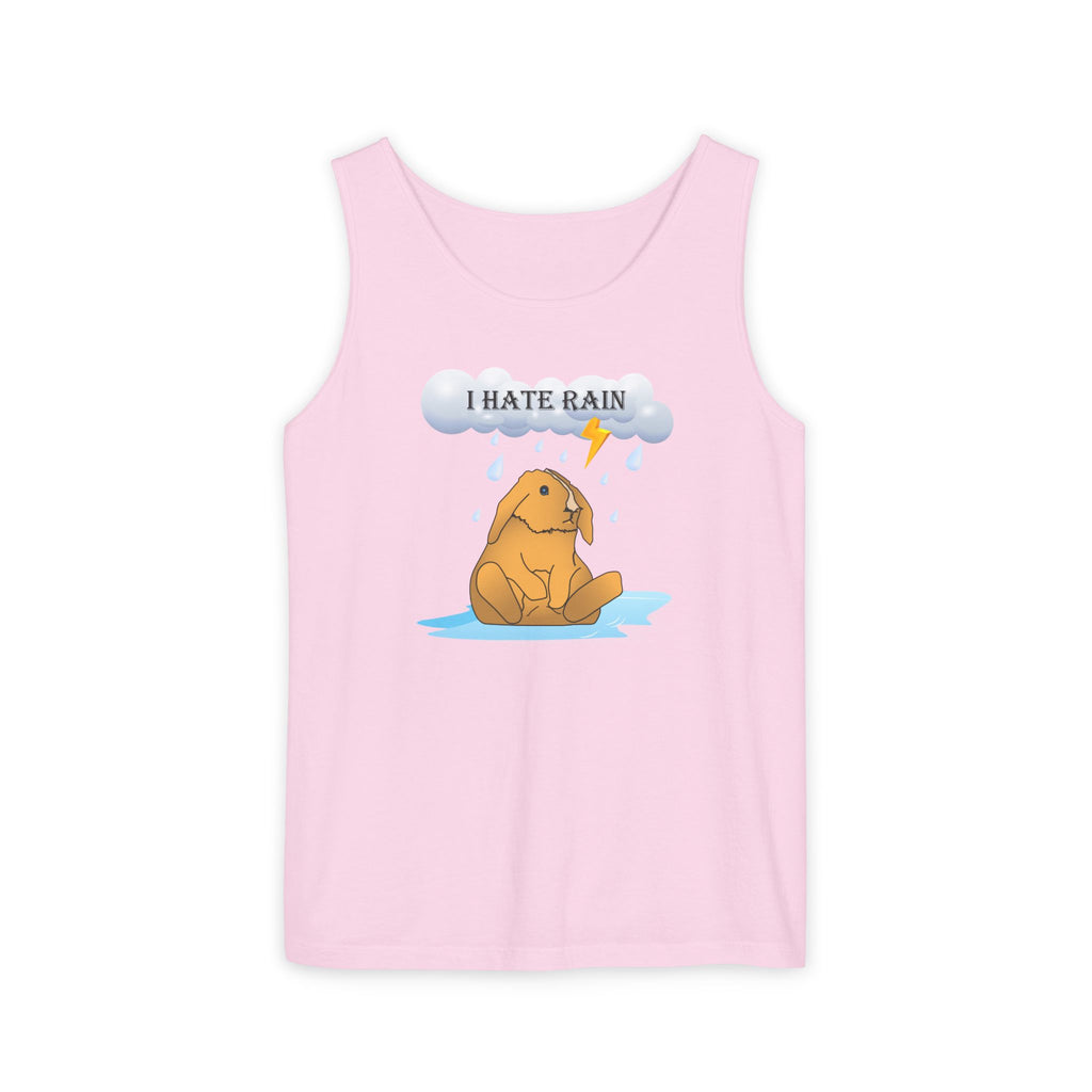 I Hate Rain Rabbit Tank Top, Sleeveless Tee, Summer Shirt, Funny Graphic Top, Rabbit Lover Gift
