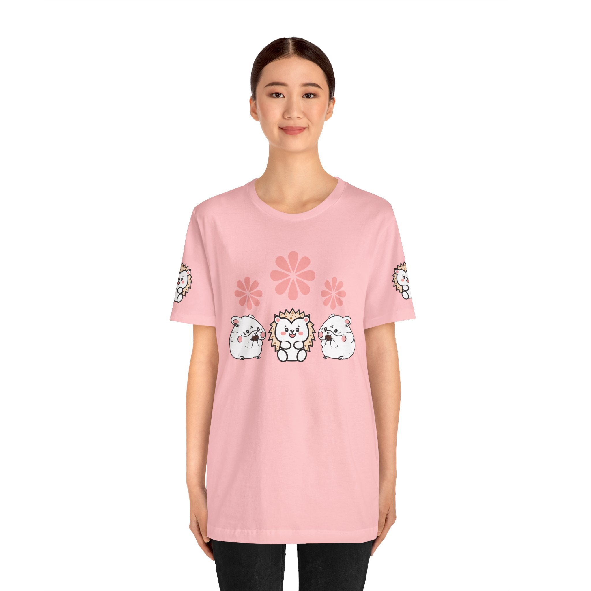 Cute Animal Tee - Hedgehog & Hamster Shirt - Happy Critter Top