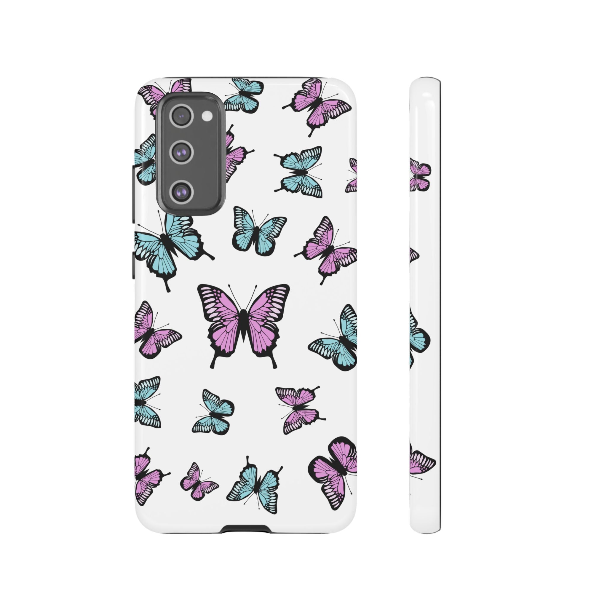 Butterfly Pattern White Background Phone Cases, Protective Cover, Strong Cases, Impact Resistant, Floral Design, Unique Gifts