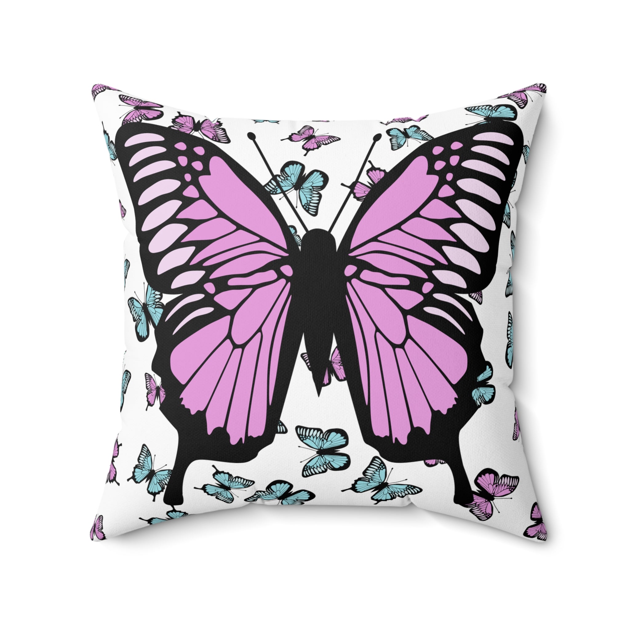 Butterfly Pink Pillow, Home Decor Throw Cushion, Girls Bedroom Decor, Square Accent Pillow, Gift for Her