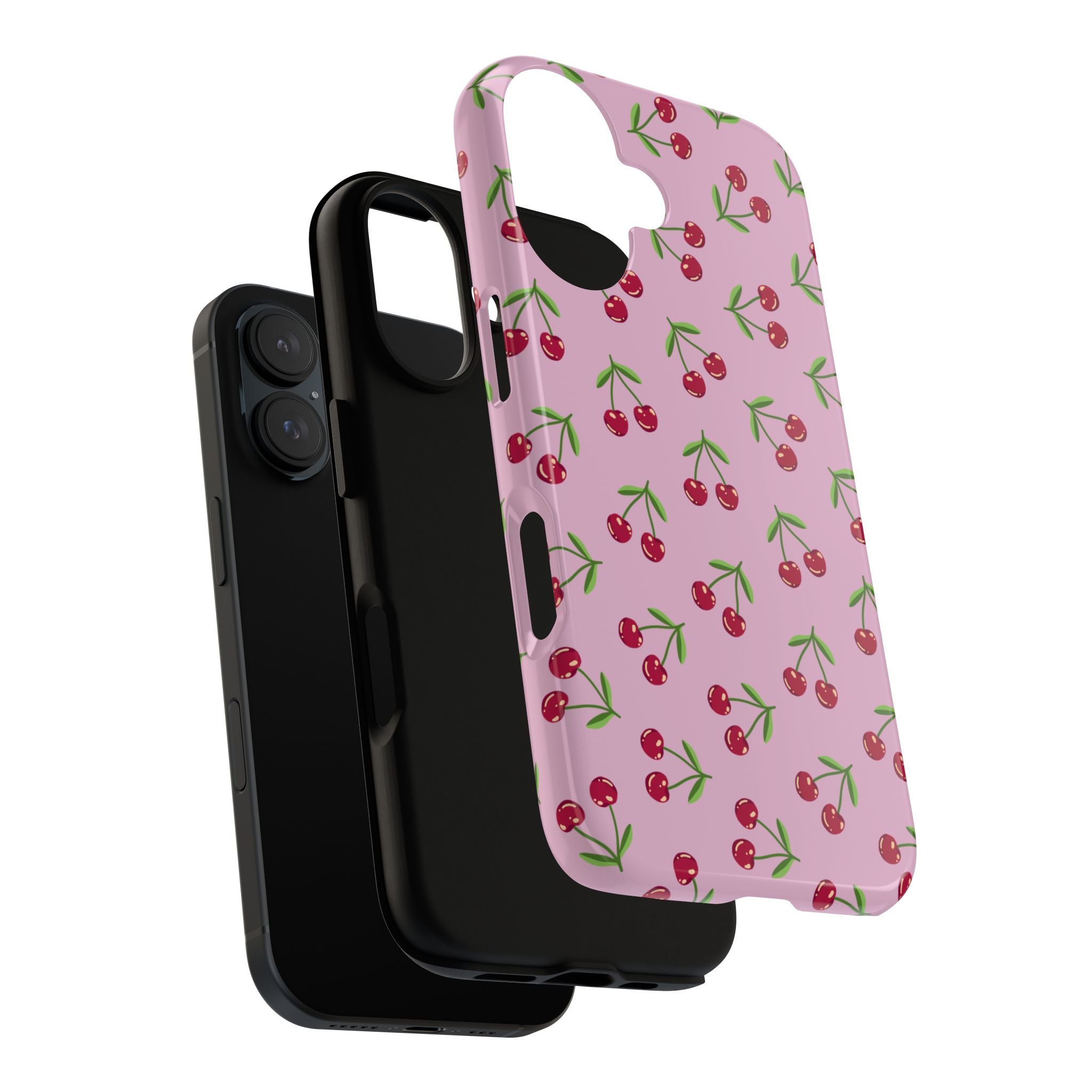 iPhone Cherry Pattern Phone Cases, Floral Tough Cover, Protective Smartphone Shell, Hard Case Gift for Her, Pretty Device Accessories