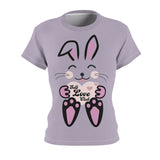 Kawaii Rabbit Face Women's Tee, Self Love Club, Cute Bunny T-Shirt, Graphic Print Shirt, Positive Vibes Clothing, Gift for Her