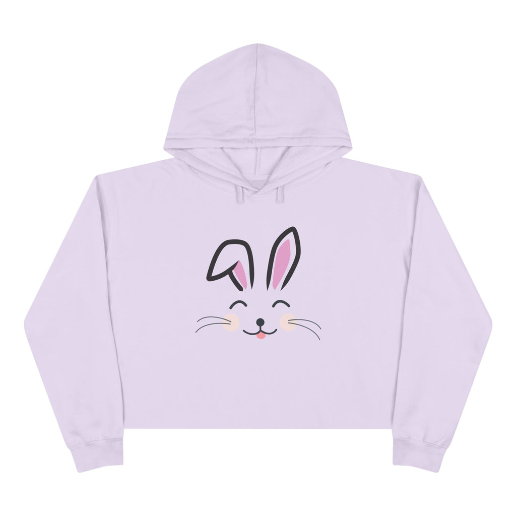 Cute Rabbit face Crop Hoodie, Bunny Hooded Sweater, Kawaii Animal Sweatshirt, Cozy Hare Pullover, Rabbit Lover Gift