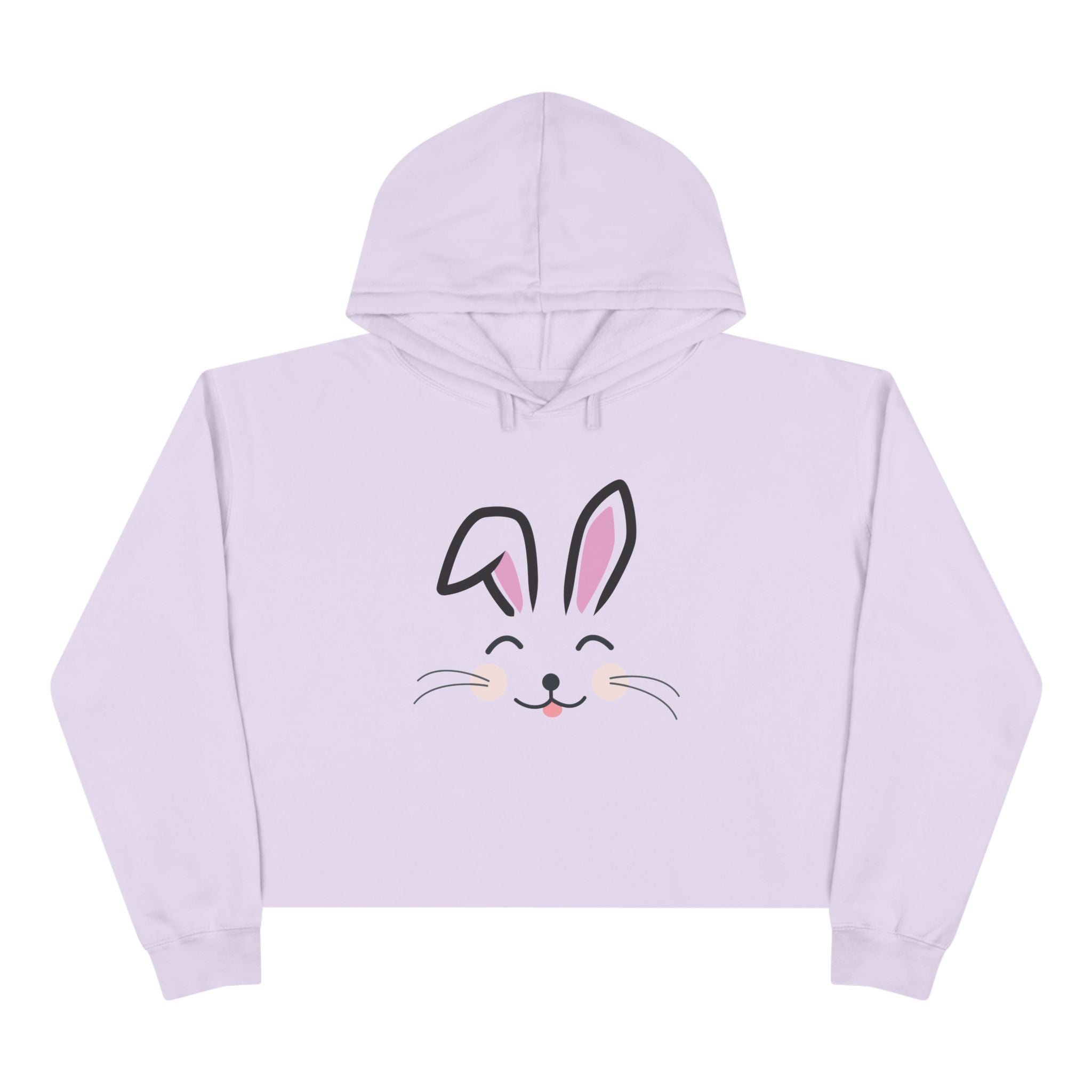Cute Rabbit face Crop Hoodie, Bunny Hooded Sweater, Kawaii Animal Sweatshirt, Cozy Hare Pullover, Rabbit Lover Gift