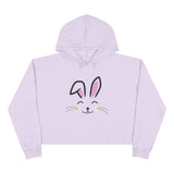 Cute Rabbit face Crop Hoodie, Bunny Hooded Sweater, Kawaii Animal Sweatshirt, Cozy Hare Pullover, Rabbit Lover Gift