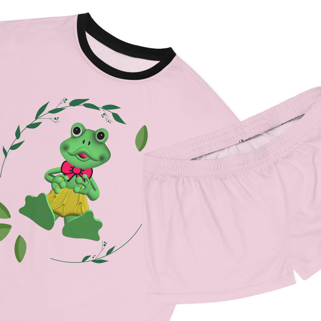 Frog Lady Pajama Set, Short Pajamas for Women, Cute Sleepwear, Loungewear Set, Fun Frog Design, Frog Lover Gift