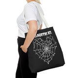 Gothic Spider Web Heart Tote Bag - Creepy Halloween Carryall, Black Widow Arachnid Shoulder Tote, Spooky Goth Shopping Bag, Punk Rock