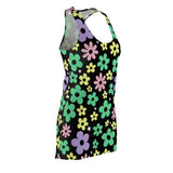 Groovy Bloom Dress Women's Cut & Sew Racerback Dress Floral Print Boho Chic Summer Festival