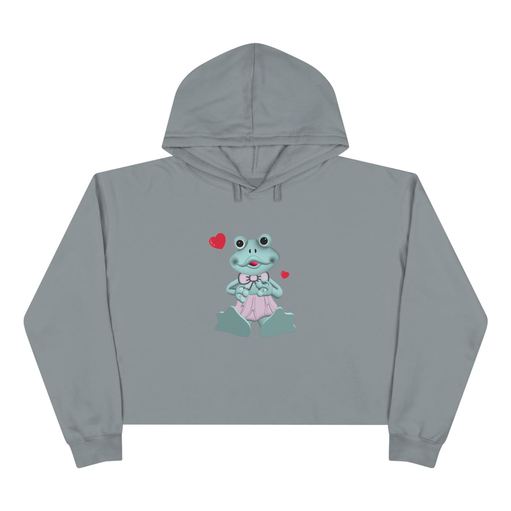 Cute Frog Crop Hoodie - Adorable Animal Sweatshirt, Green Frog Pullover, Fun Amphibian Jumper, Quirky Hooded Top, Cozy Animal Sweater