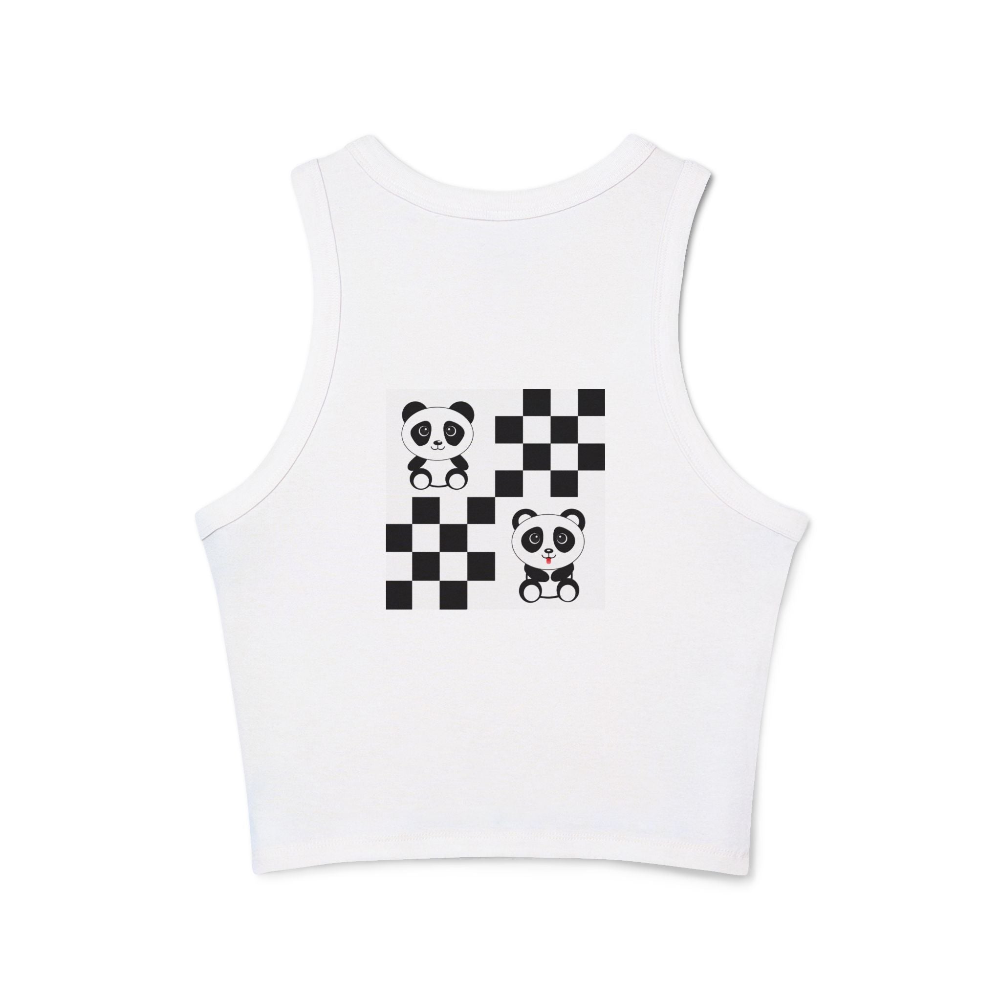 Kawaii Pandas Chessboard Tank Top, Cute Panda Shirt, Women's Summer Top, Sleeveless Shirt, Hipster Animal Print Tee