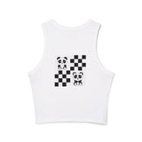 Kawaii Pandas Chessboard Women's Micro Rib Racer Tank Top