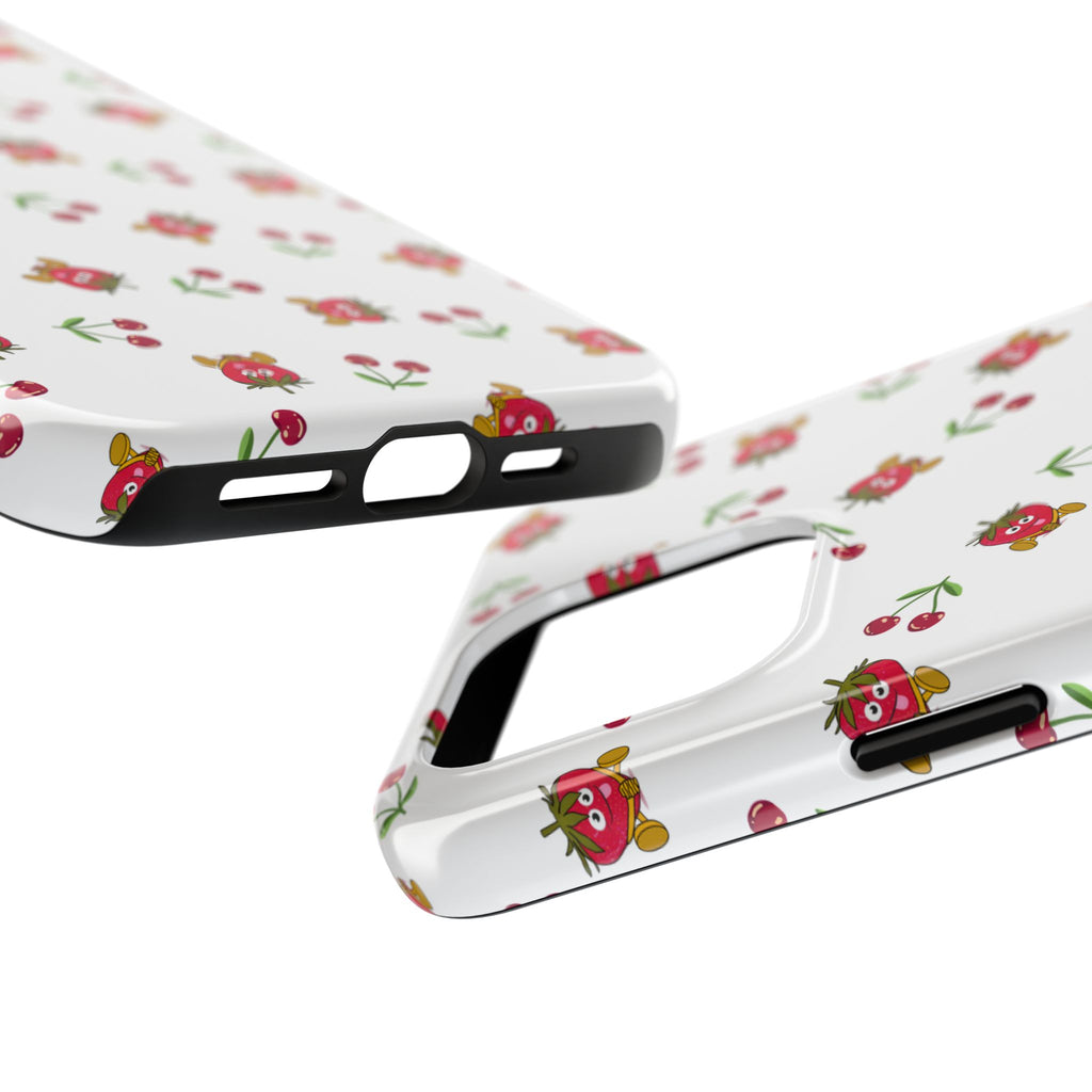 Fruit Patterned Phone Cases, Summer Fruits Phone Covers, Berry Print Tough Cases, Stylish Cell Phone Protectors, Red Fruits Phone