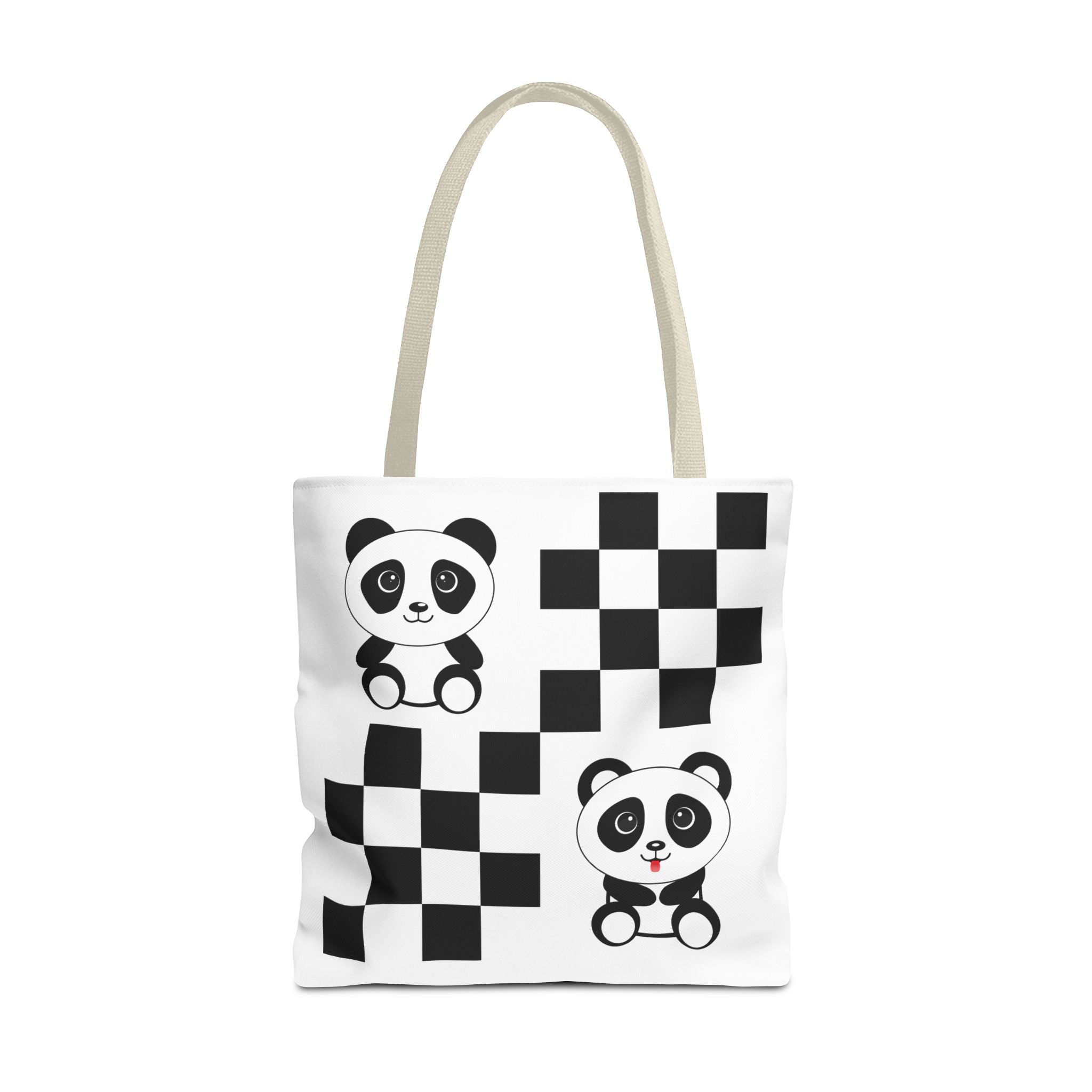Kawaii Pandas Chessboard Tote Bag