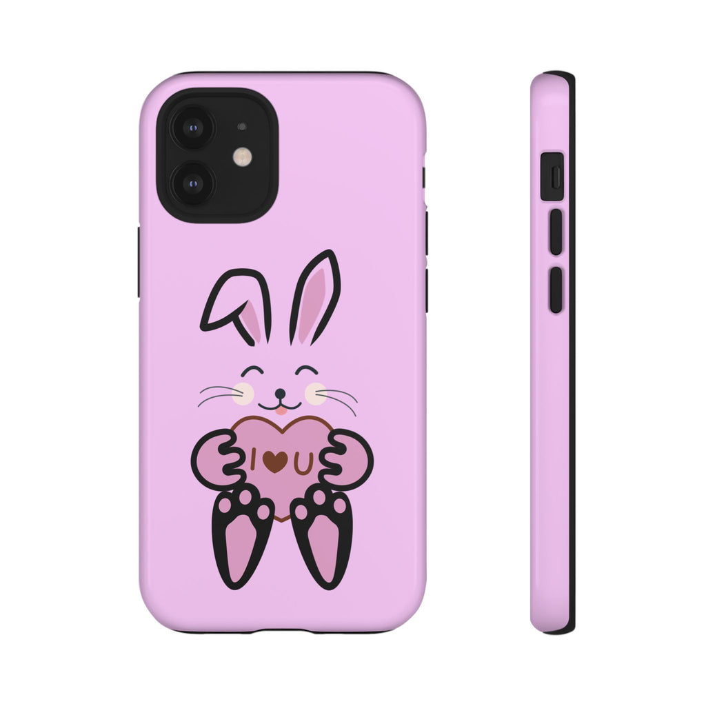Rabbit With I Love You Heart iPhone Tough Cases, Bunny Phone Cover, Animal Lover Gift, Protective Case, Cute Rabbit Design