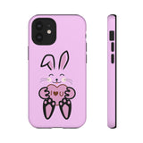 Rabbit With I Love You Heart iPhone Tough Cases, Bunny Phone Cover, Animal Lover Gift, Protective Case, Cute Rabbit Design