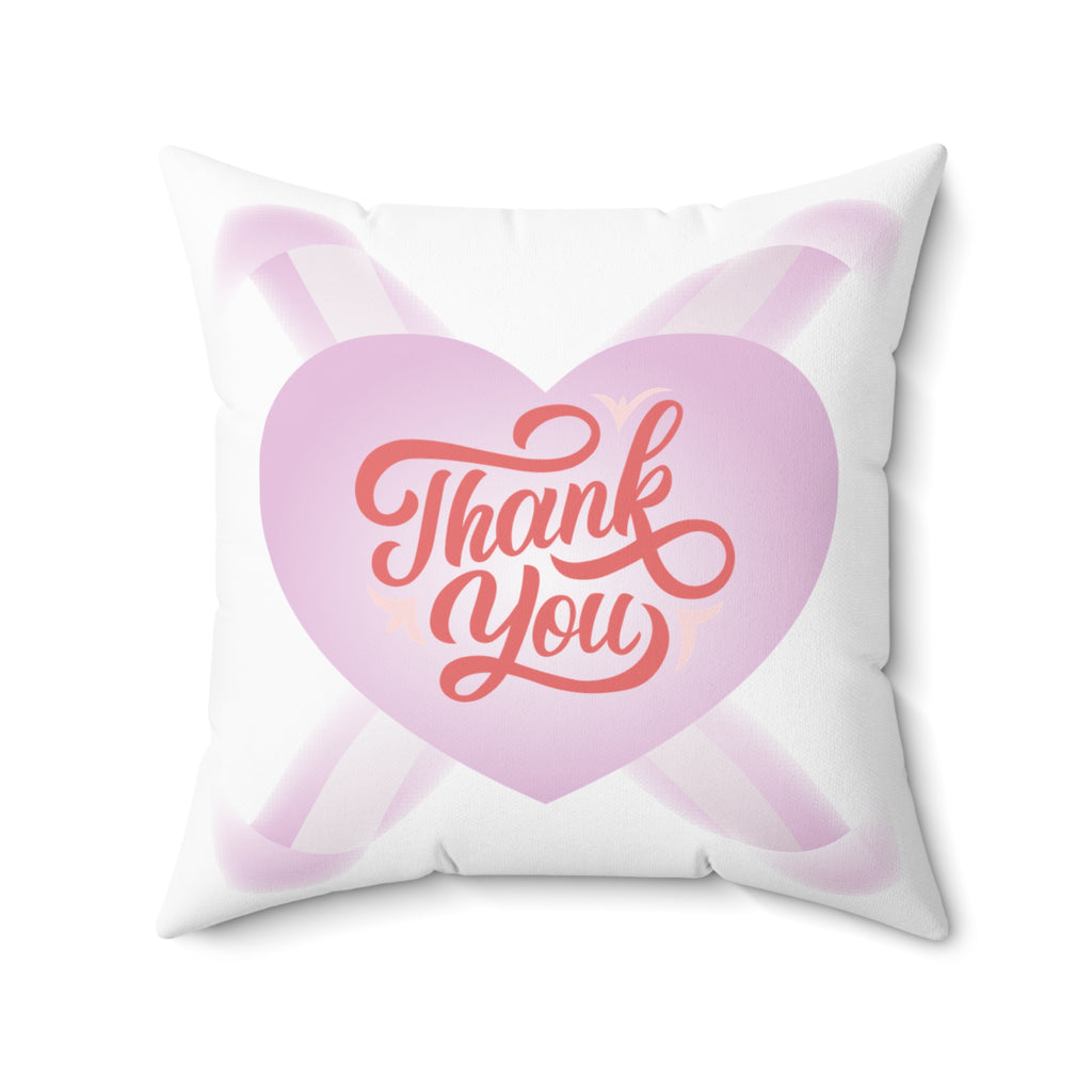 Thank You Heart Banner Spun Polyester Square Pillow