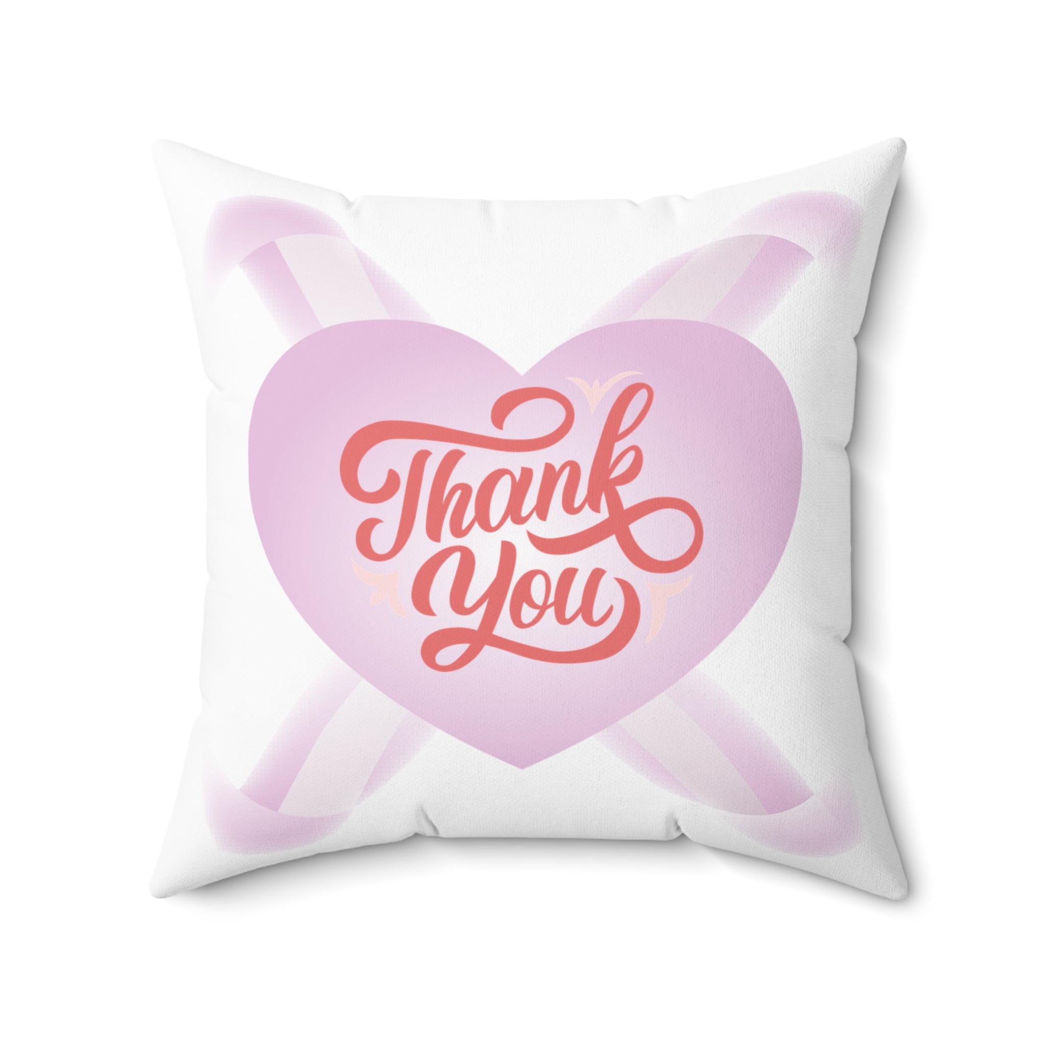 Thank You Heart Banner Spun Polyester Square Pillow