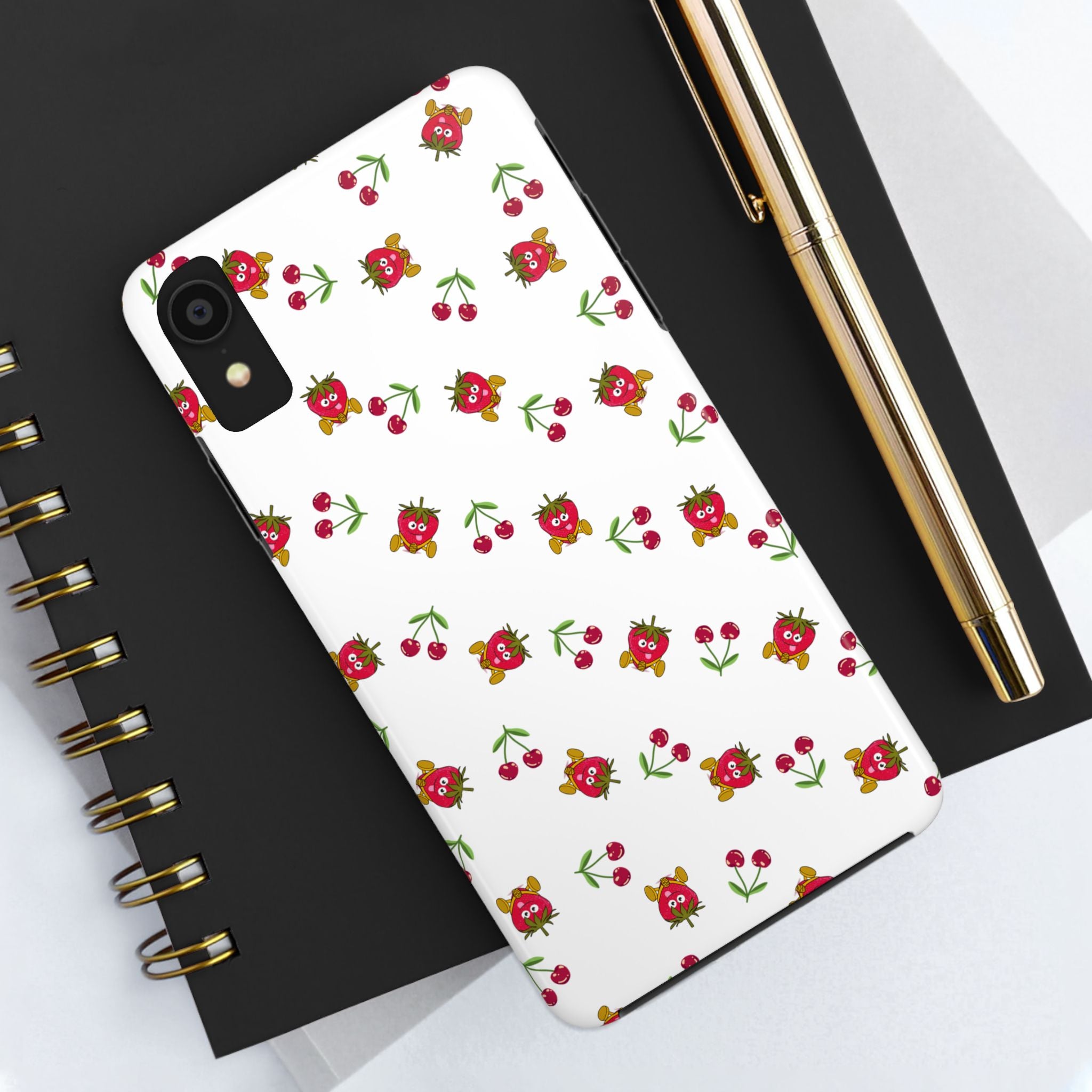 Fruit Patterned Phone Cases, Summer Fruits Phone Covers, Berry Print Tough Cases, Stylish Cell Phone Protectors, Red Fruits Phone