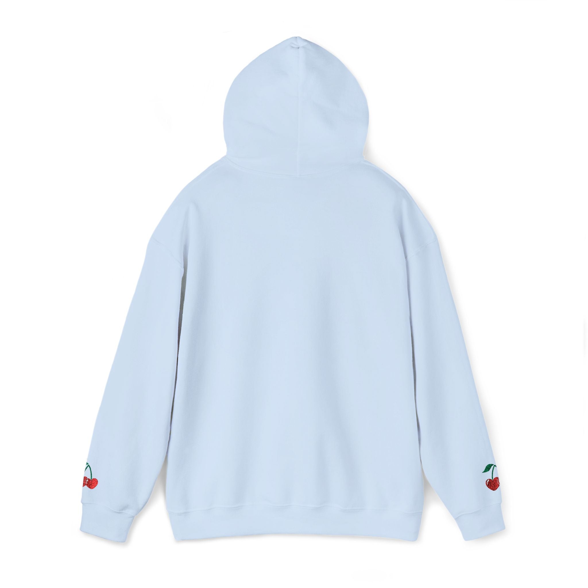 Cherry Heart Embroidered Hoodie — Heart Cherry Graphic Hooded Sweatshirt