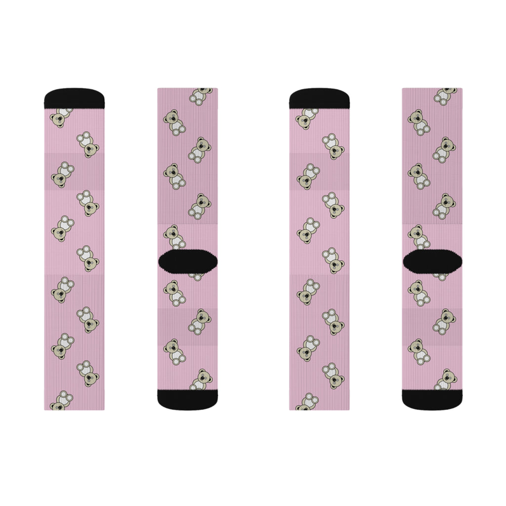 Cute Bears Sublimation Socks, Pink Animal Print, Cozy Winter Feet, Fun Statement Accessories, Unique Gift Ideas, Cute Bear Patterned Socks