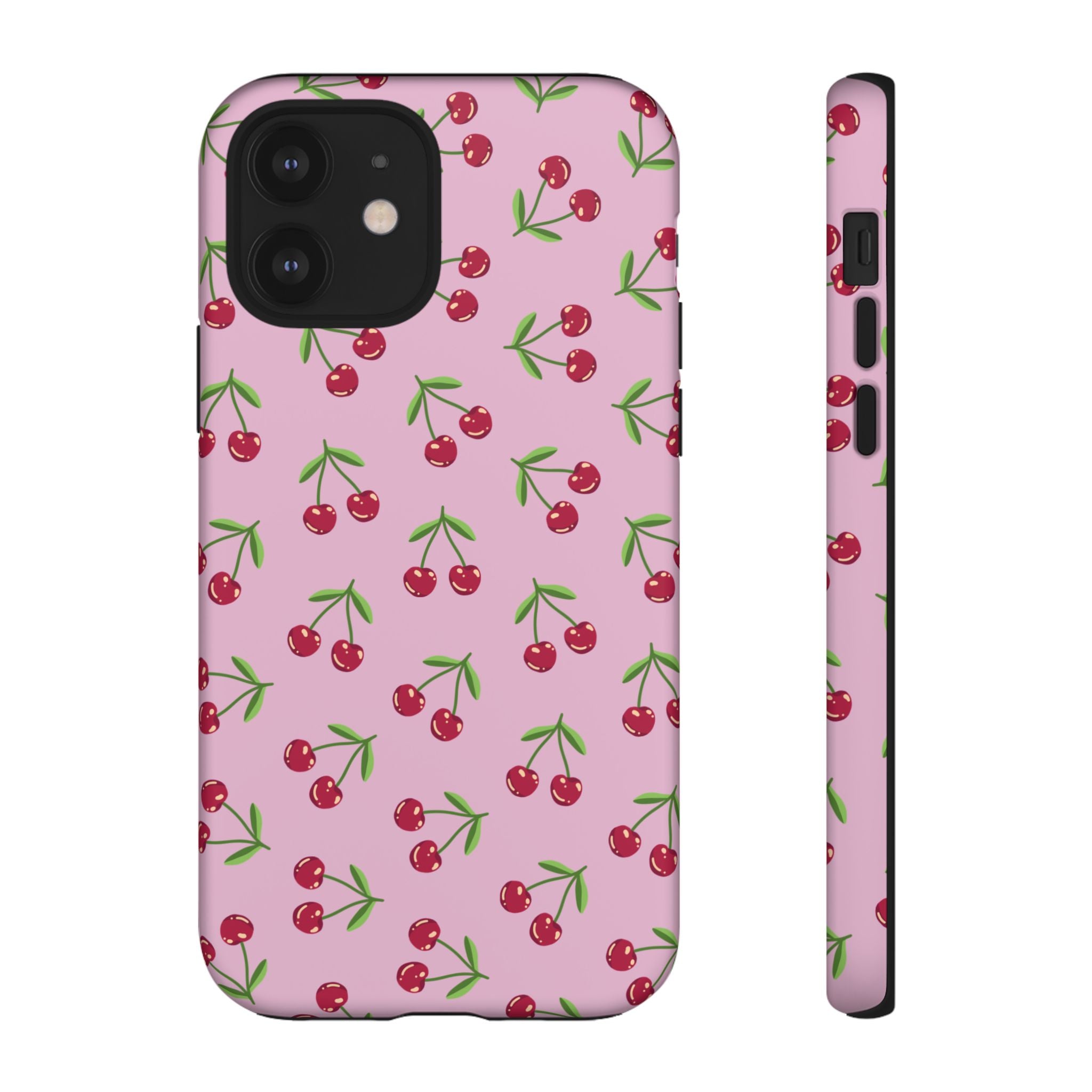 iPhone Cherry Pattern Phone Cases, Floral Tough Cover, Protective Smartphone Shell, Hard Case Gift for Her, Pretty Device Accessories