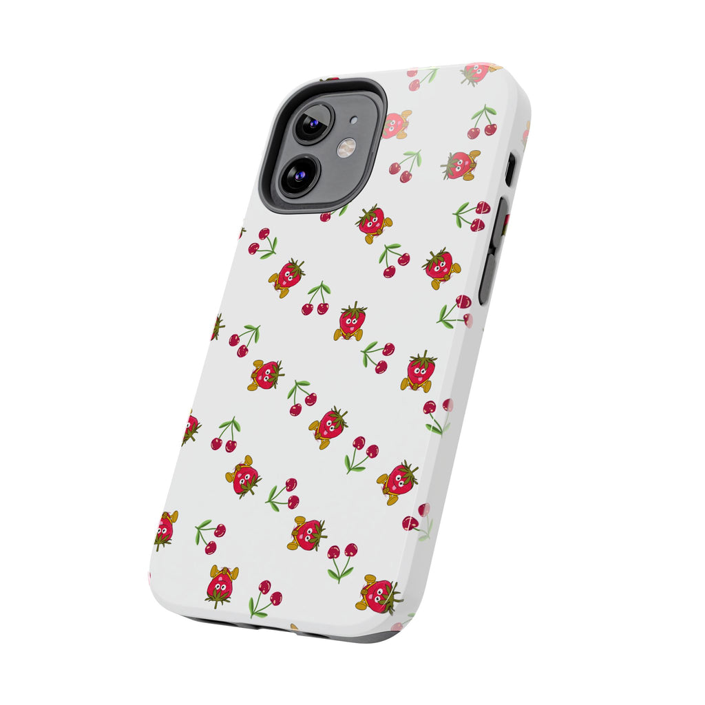 Fruit Patterned Phone Cases, Summer Fruits Phone Covers, Berry Print Tough Cases, Stylish Cell Phone Protectors, Red Fruits Phone